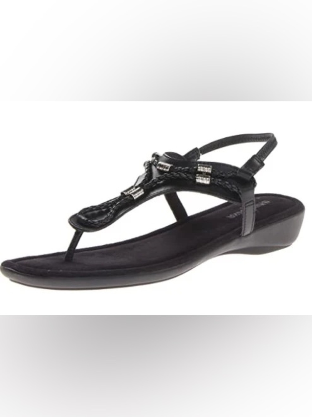 Minnetonka Pico Black Braided Beaded Thong Sandals Women’s Comfort Flip Flops